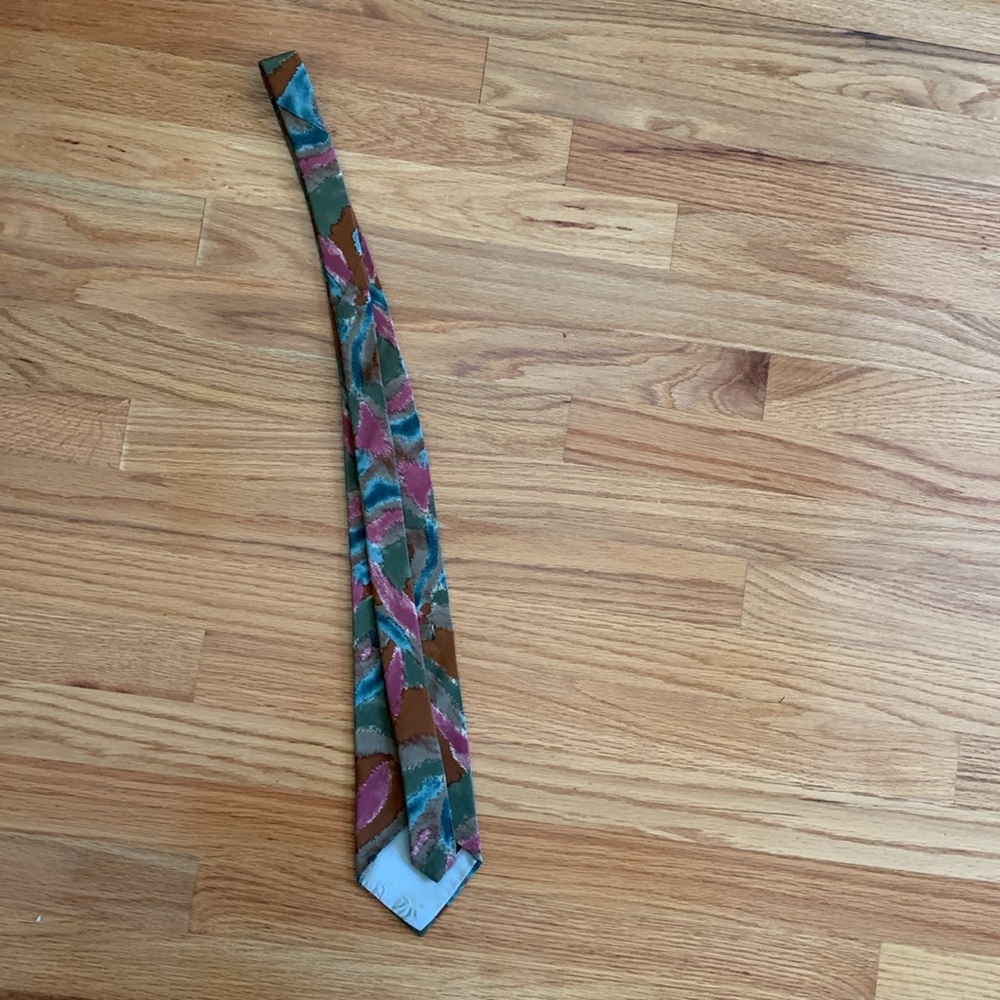 Multicolor Abstract Patterned Men's Tie - Picture 4 of 7
